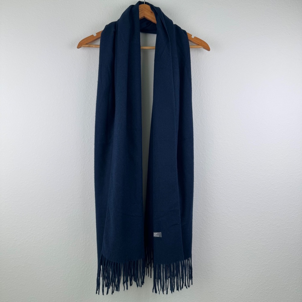 Long Viscose Scarf Unisex Navy Blue Excellent Cashmere Feel Minimalist Classic